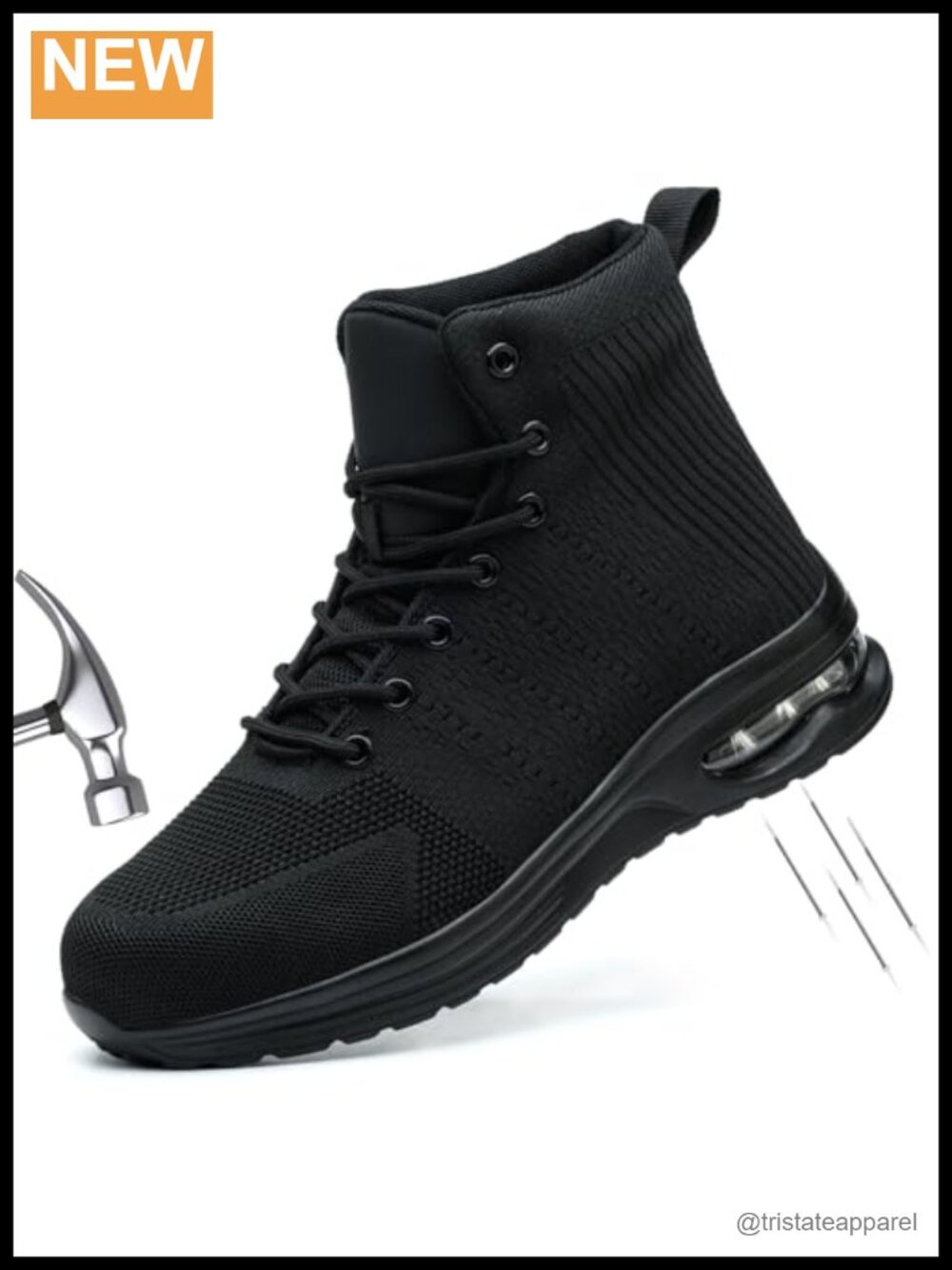 Steel Toe Work Boots High Top Slip Resistant Safety Shoes Air Cushion